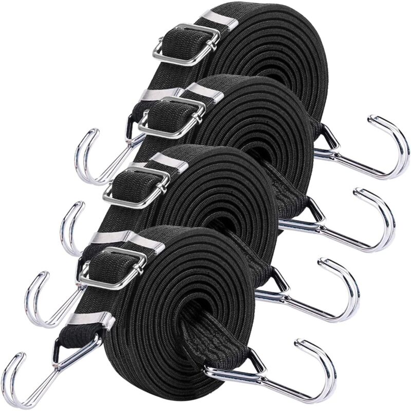 4er-set Elastische Spanngurte Mit Haken, 3 M Lange Elastische Zurr Gurte Mit Haken, Für Fahrräder, Autotransport, Rallye-ausrüstung.