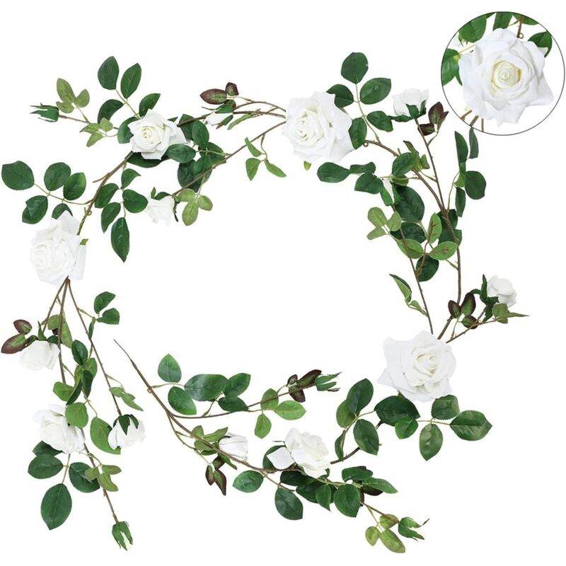 Künstlicher Rosenkranz, 18 Plastikrosen, 230 Cm, Romantische Hochzeitsdekoration, 2 Stück