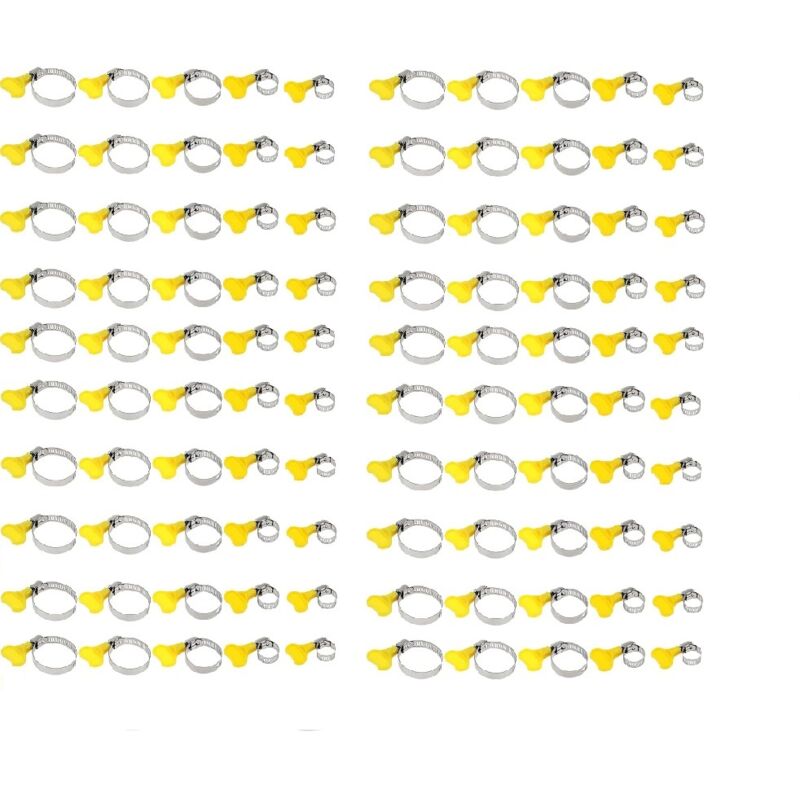 100 Schlauchklemmen, Verstellbare Rohrschellen, Metallschlauchklemmen, Edelstahl-rohrklemmen, Zangen Für Schlauchklemmen Zur Befestigung Von Schläuchen (13-19 Mm, 19-29 Mm, 22-32 Mm, 25-38 Mm, 32-44 M