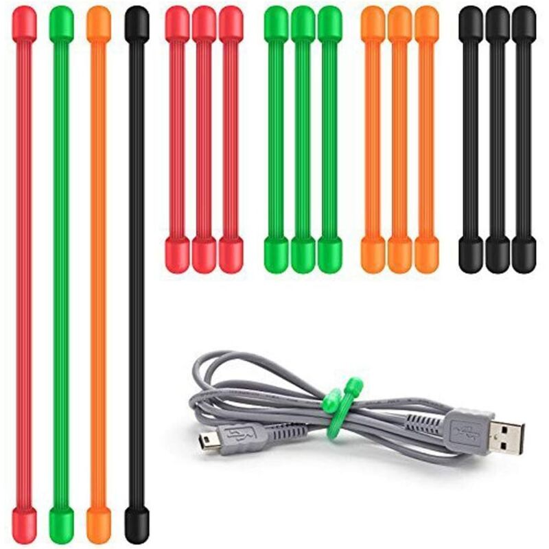 Geflochtene Kabelbinder, 16er-pack Silikon-kabelbinder, Wiederverwendbare Und Vielseitige Gummi-kabelorganizer Zur Kabelverwaltung (7,6 Cm, 15,2 Cm)