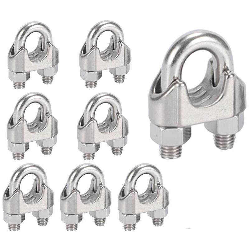 M8 Bügelklemme U-bolzen Kabelclip 304 Edelstahl Seilklemme Metallkabelclip Für Wäscheständer Im Freien 10 Stück