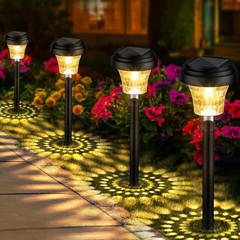 8 Stück Solarleuchten Für Den Außenbereich Garten, Solar-außenleuchte Mit Warmweißem Licht Und 7 Rgb-farben, Ip65 Wasserdichte Solare Außenbeleuchtung Für Wege, Gartendekoration Im Freien