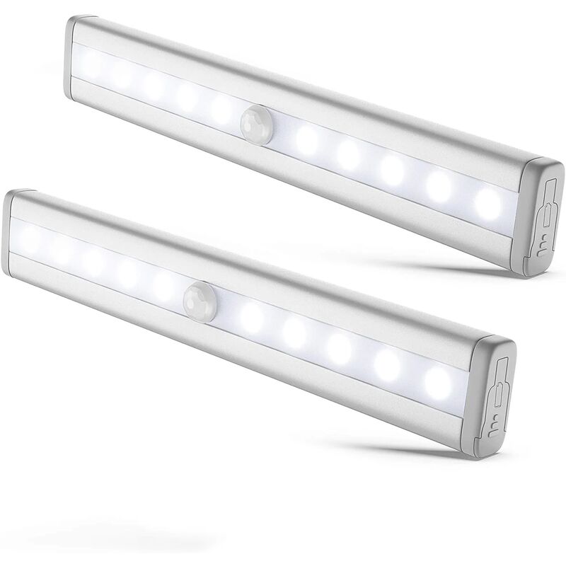 Set Aus 2 Led-nachtlichtern Mit Bewegungssensor, Schrankbeleuchtung, Led-streifen, Selbstklebend, Batteriebetrieben (aaa-batterien Nicht Enthalten)