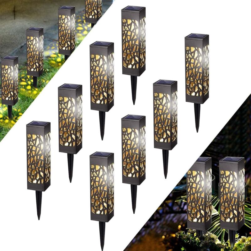 Solarleuchte Für Außen Ip65 Wasserdicht – 8 Led – Beleuchtung 6-8 Stunden – Einfache Installation Ohne Werkzeug – Für Gehweg, Garten, Terrasse