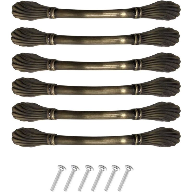 Set Aus 6 Vintage-chic-schranksgriffen – Elegante Schubladengriffe – Möbelgriffe Für Türen – Antike Küchenschrankgriffe (96 Mm Lochabstand), Grünbronze