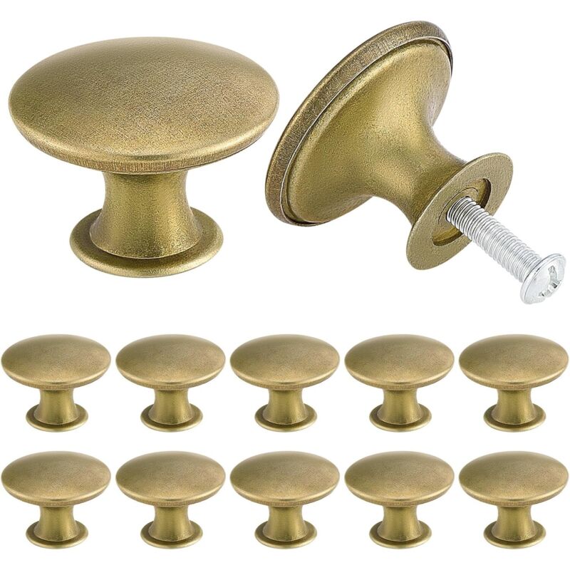 Set Aus 12 Vintage-chic Schrankknöpfen Aus Antikem Messing, 30 Mm
