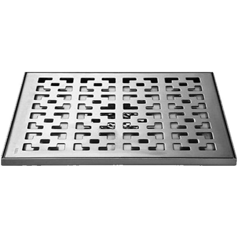 Quadratischer Bodenablauf 20 X 20 Cm Aus Edelstahl 304 – Geruchsneutraler Duschablauf Mit Herausnehmbarem Gitter – Schnelle Entwässerung