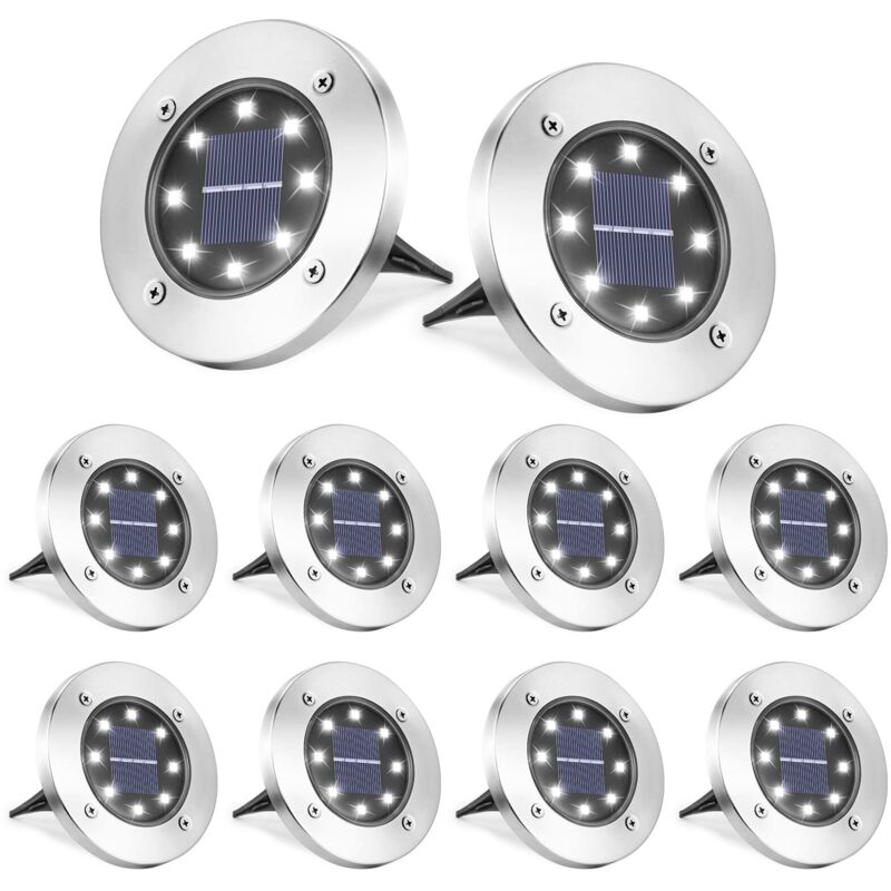 8er Set Led-solarleuchten Für Außenbereich - Bodeneinbau-solarleuchten Für Den Garten - Kaltweißes Licht Für Rasenflächen Von Npterbl