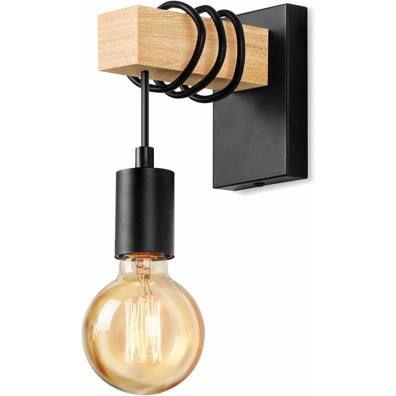 Massivholz-wandleuchte – Vintage-retro-stil – E27 – Spannung 220v – Höhe 21,5 Cm – Länge 6,5 Cm – Ausladung 19 Cm – Für Wohnzimmer Und Bar