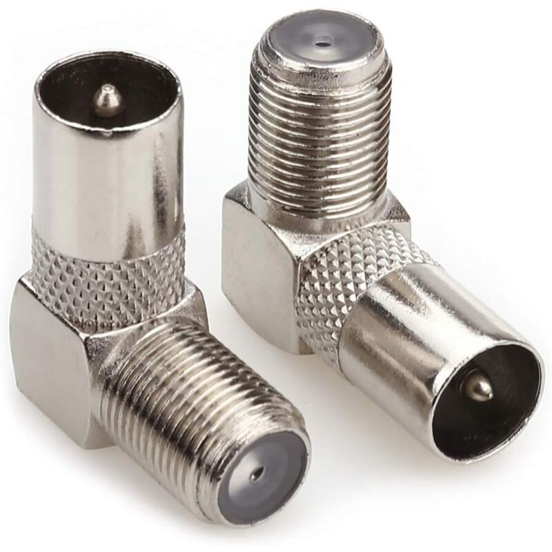 Adapter Von Männlichem Tv-antennen-koaxialstecker Auf 90-grad-winkel-f-stecker, Koaxialkabel Für Tv-antenne, Satellitenartiger F-adapter, Schraubverbinder – 2er-pack