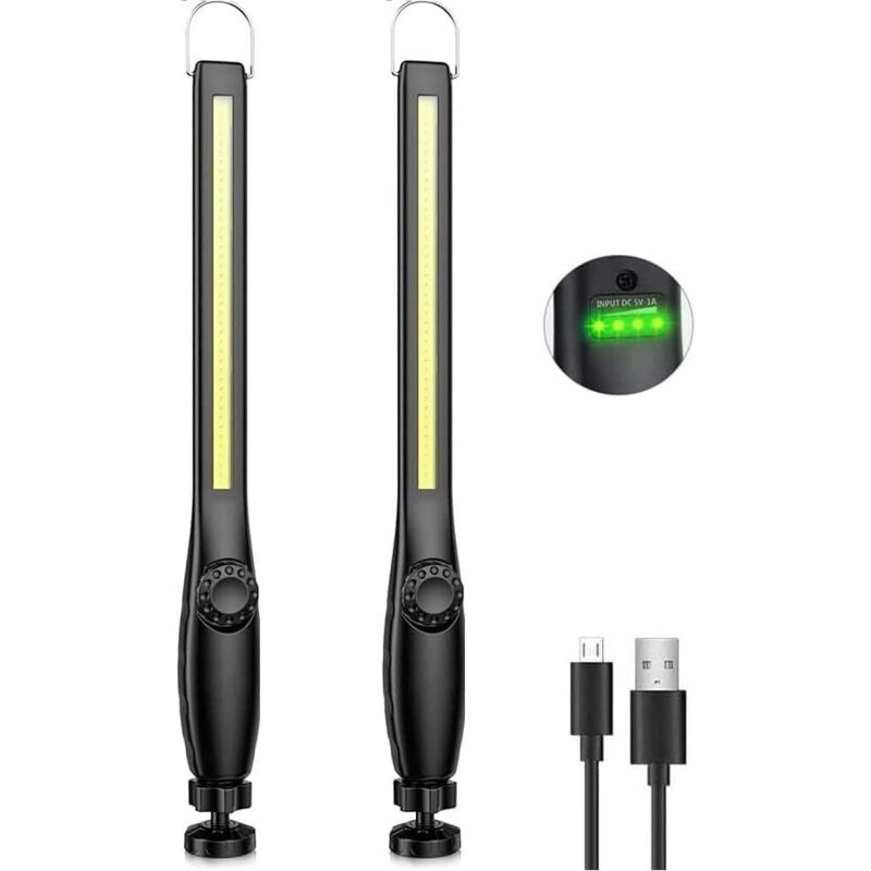 Led-arbeitsleuchte, Wiederaufladbare Cob-werkstattlampe, Inspektionsleuchte Mit Magnetischem Arbeitslicht Für Autoreparaturen (2 Stück)