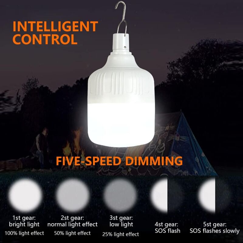 Wiederaufladbare Led-campinglampe Mit Usb-anschluss, Arbeitsleuchte, Dimmbar, 40-70 W, 3 Geschwindigkeitsstufen