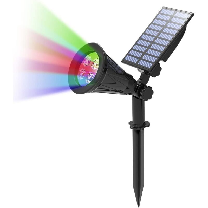 Solares Außenlicht, Solarstrahler Mit 4 Wechselnden Farben, Kabelloses, Wasserdichtes Ip65 Gartenlicht Mit 180° Verstellbarem Solar-scheinwerfer Für Garten, Hof, Weg Und Auffahrt. [energieklasse