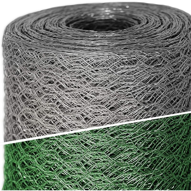 Metallgitter Für Hühnerställe, Gartenvolieren, Dreifach Verdrillt Verzinkt, Feines Sechseckgeflecht 25 Mm - 1 M X 17 M (höhe X Länge)