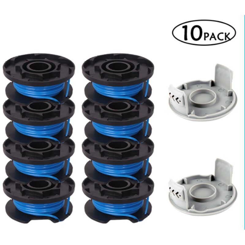 10 Ersatzspulen-pakete Für Rasentrimmer, Kompatibel Mit Ryobi One+ Ac14rl3a, Kabelloser Fadenschneider, 8 Spulen + 2 Schneiderkappen