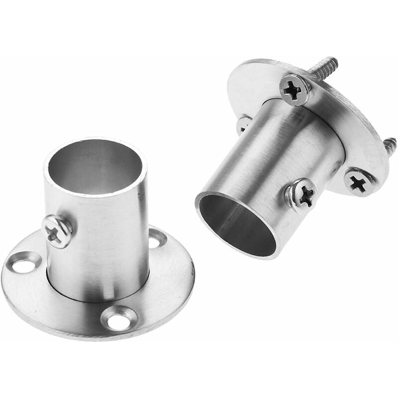 2er-set Flanschhalterungen Für Kleiderstangen Aus Edelstahl, 19 Mm