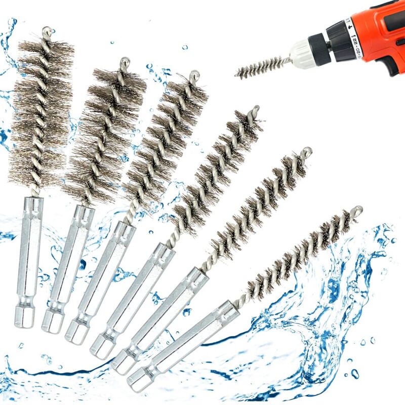 Set Aus 6 Edelstahl-reinigungsbürsten Für Bohrmaschinen – Durchmesser Von 8 Bis 19 Mm – Zum Entgraten Und Reinigen Schwer Zugänglicher Oberflächen