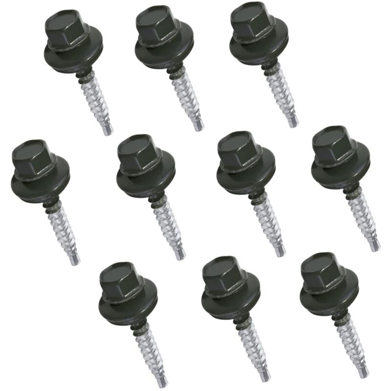 10 Stück Selbstbohrende Metallschrauben Für Holz Ø4,8x35 Mm Epdm-dichtscheibe Farbe Anthrazitgrau Ral 7016 Sechskantkopf 8 Mm - C57210