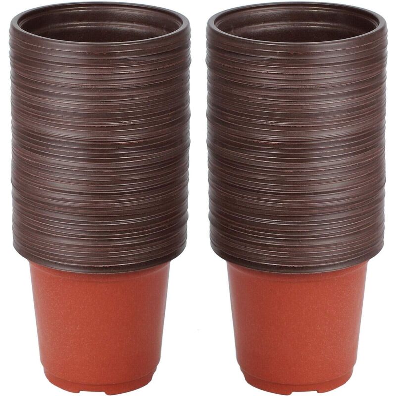 Packung Mit 100 Runden Plastik-töpfen Für Setzlinge, Weicher Kunststoff, Durchmesser 10 Cm, Höhe 8,7 Cm, Wiederverwendbar Mit Drainage Für Die Indoor- Und Outdoor-aussaat