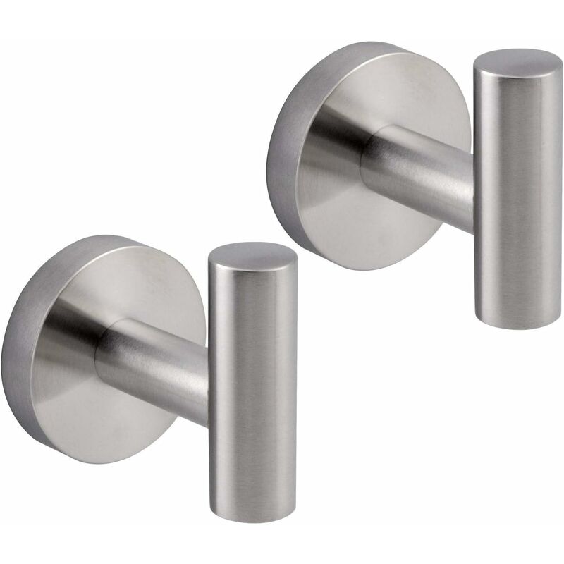 Edelstahl Sus 304 Handtuchhaken, Einzelhaken Für Bademantel/kleidung, Badezimmer, Küche, Zeitgenössischer Stil Für Hotels, Wandmontiert, 2 Stück, Gebürstetes Finish Ag1107b-ls