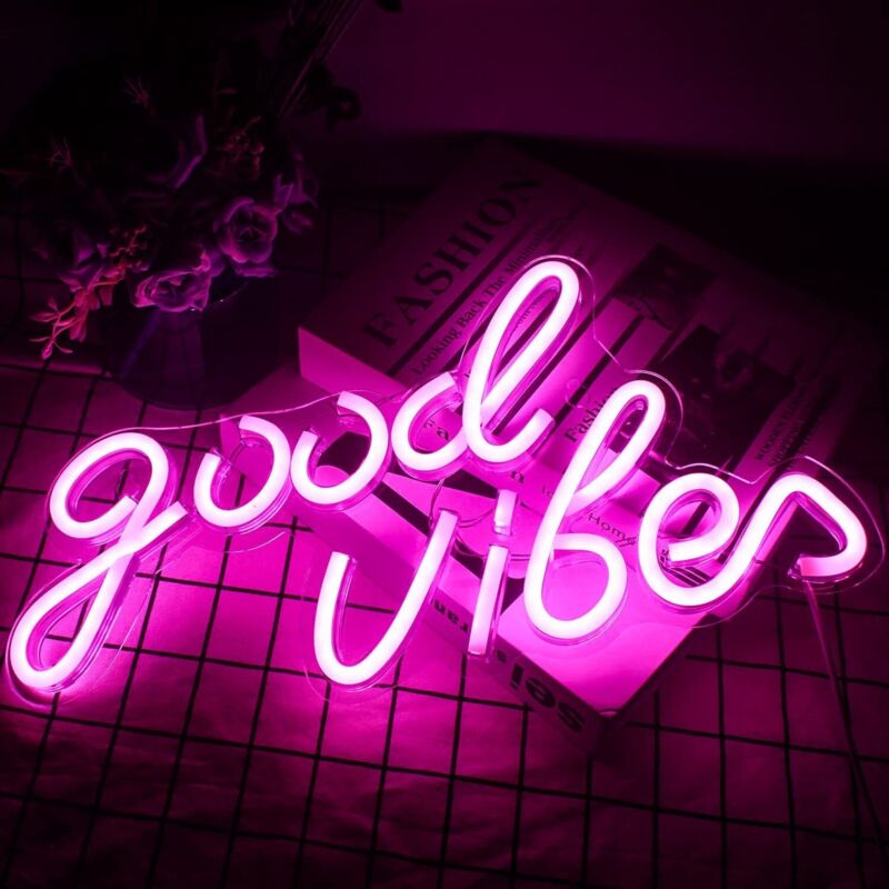 Led-neon-leuchtreklame In Rosa Mit Acrylsockel – Usb-stromversorgung – Länge 180 Cm – Helligkeit Von 10 % Bis 100 % Einstellbar