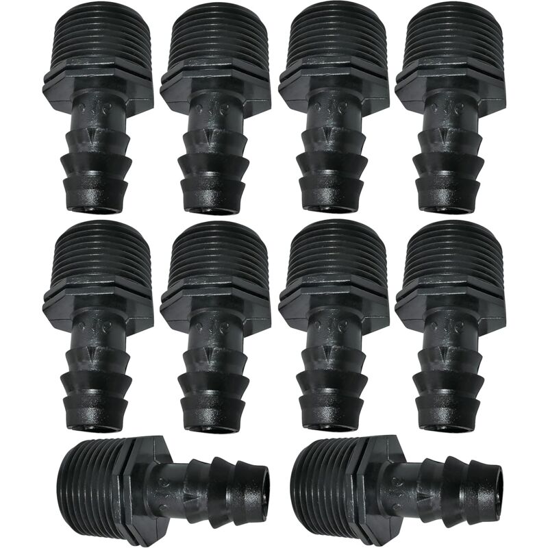 Satz Von 10 Adaptern/verbinderstücken Mit Außengewinde Ø16mm X 3/4'' Für Tropfschläuche (für Schläuche Mit Ø16mm) - Anschlussstück Für Bewässerungssysteme