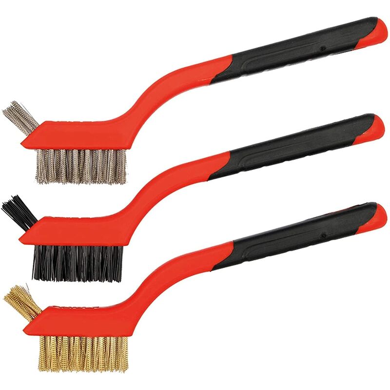 Set Aus 3 Metallbürsten, Kleine Metallbürsten Zum Reinigen Von Rost, Schmutz, Lackschäden Und Schwer Zugänglichen Stellen Für Eine Tiefenreinigung.