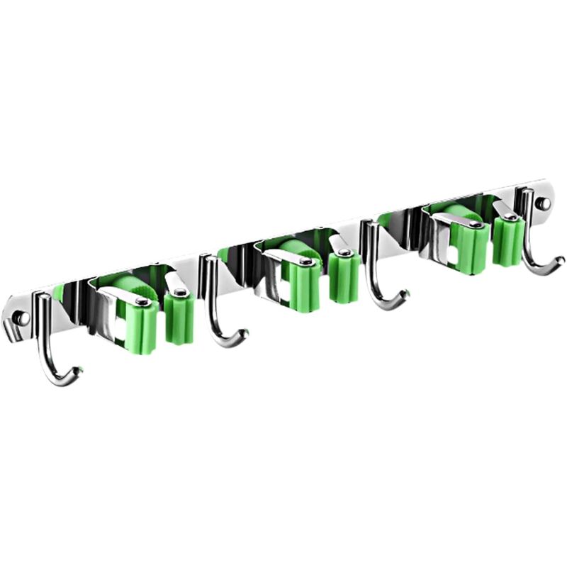 Wandhalterung Für Besen, Wandhalterung Für Mopp Aus Edelstahl Mit 3 Clips Und 4 Haken Für Küche, Garten, Balkon, Garage