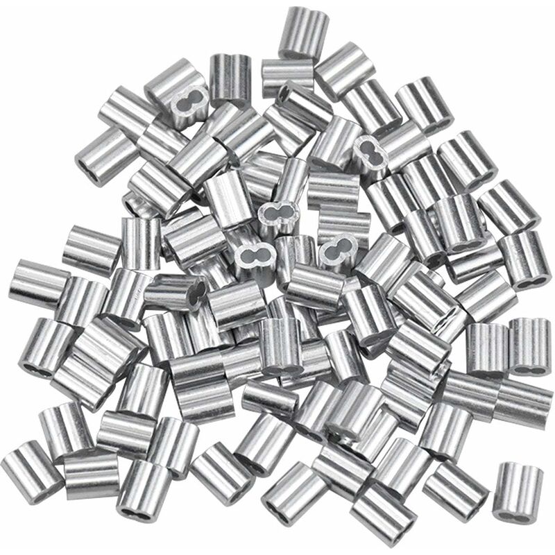 100er Pack Aluminiumhülsen – Kabelschuhe Für 1,5 Mm Stahlseile – Doppelseitige Crimpklemmen – Verschleißfest