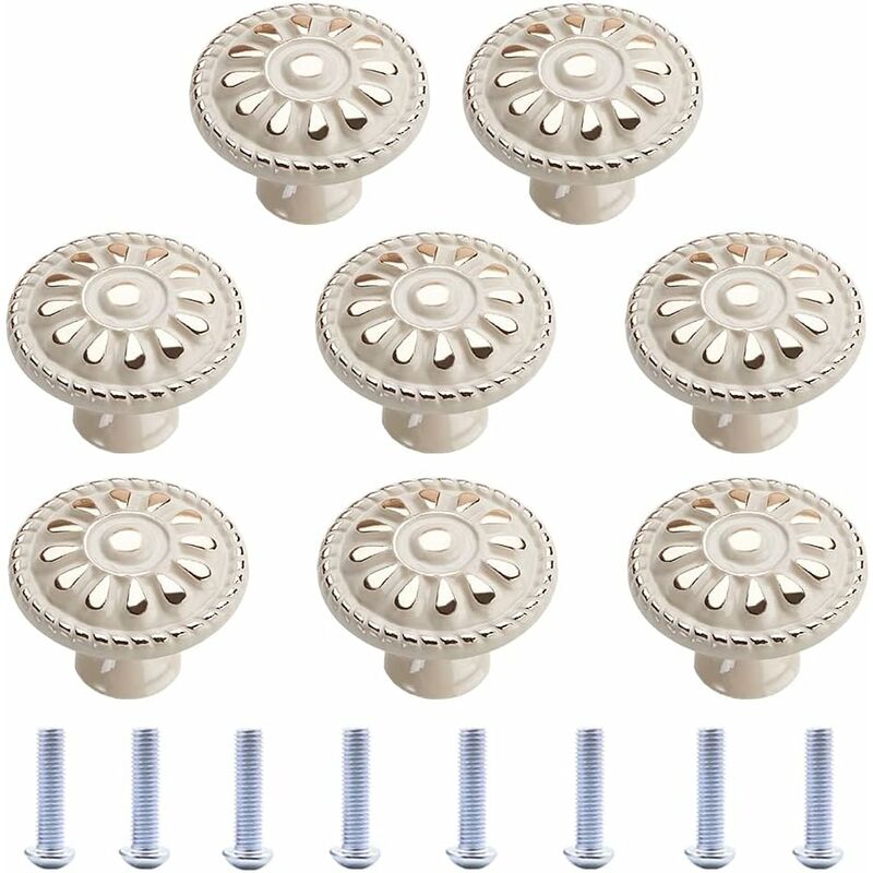 8-teiliges Set Möbelknöpfe, Runde Schubladengriffe, Schrankknöpfe, Weiße Vintage-schubladenknöpfe Für Küche Und Schränke