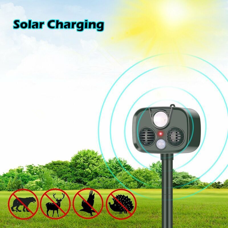 Solarbetriebener Außentiervertreiber Mit Alarmanlage, Ultraschall-tiervertreiber