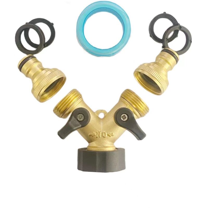 Doppel-wasserhahn Für Waschmaschine, 2-wege Y-verteiler, Gartenschlauchadapter Aus Messing 3/4" & 1/2", Y-verbinder Mit 2 Schlauchverteiler Zum Anschluss Von 2 Geräten