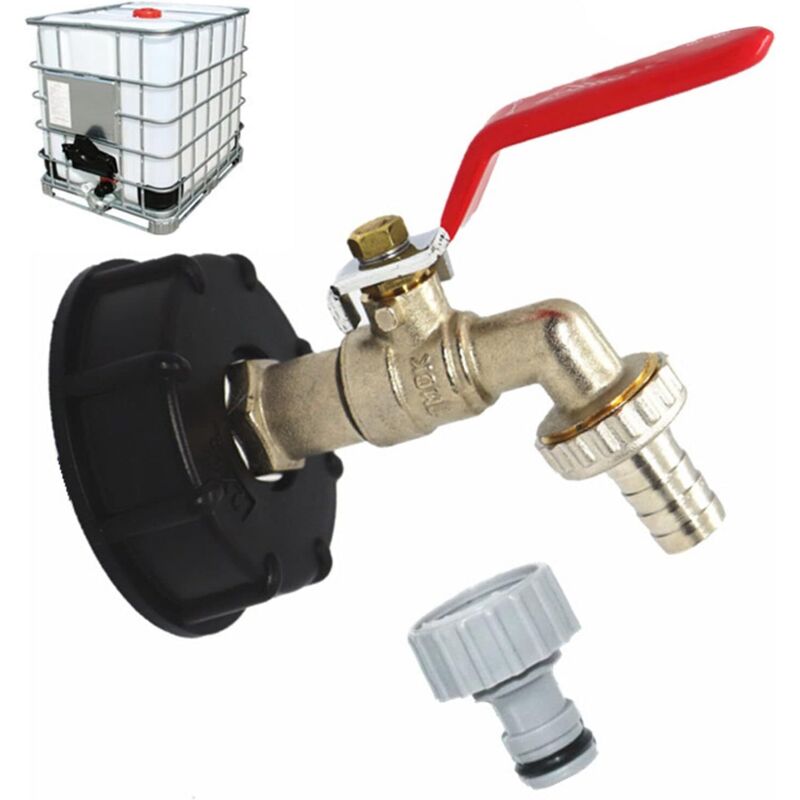 1000l Tankhahn S60x6 Ibc-hahnanschluss Mit 1/2" Schlauchanschluss, Adapter Zum Entleeren Des Tanks, Für Gartenhahn, Für Tankadapter (1 Stück)