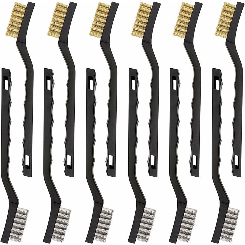 Set Aus 12 Mini Metallbürsten Aus Edelstahl Und Messing