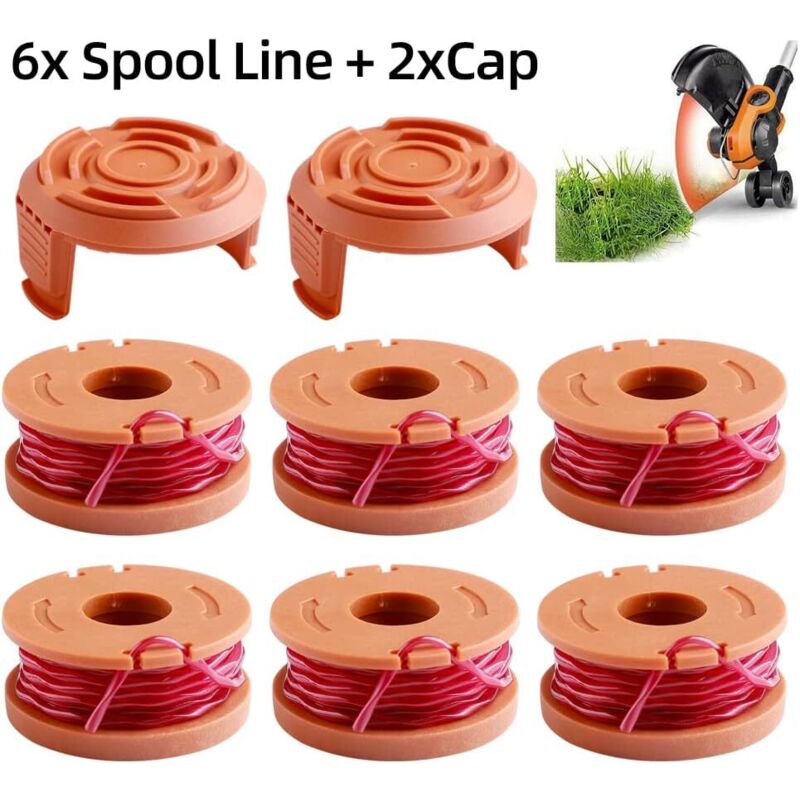6er-pack Trimmerfäden Wa0004.1 Für Alle Worx 20v Trimmer (6 X 3 M Länge, Fadendurchmesser 1,65 Mm) + 2 Endkappen