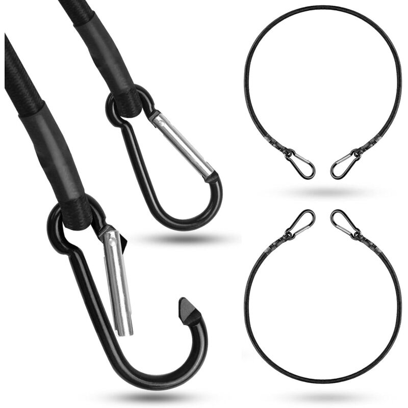 2er-set Elastische Spanngurte Mit Karabiner, Robust Und Wetterfest, Für Auto, Fahrrad, Motorrad, Plane, Sonnensegel, Außenbereich Erweiterbarer Haken Gepäckspanner Gummigurte