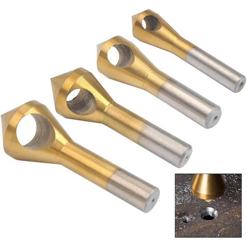 Set Aus 4 Entgrat- Und Anfasfräsern Zum Schneiden Von Metall, Holz Und Kunststoff.