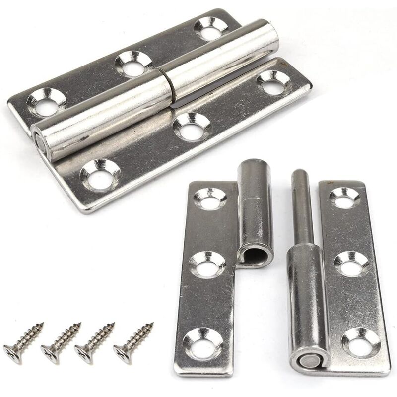 Satz Von 4 Hebetürscharnieren - 6,3 Cm - Robust - Abnehmbar - Hergestellt Aus Edelstahl 304 - Für Innen- Und Außentüren (rechtsanschlag)