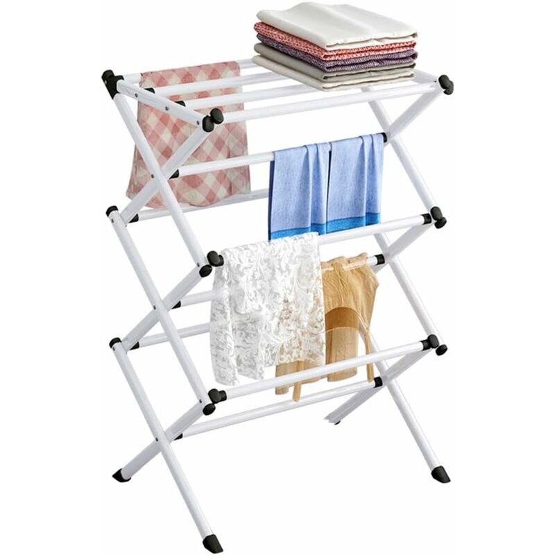 Klappbarer Wäscheständer Mit 4 Ebenen – Rostfreier Stahl – Tragfähigkeit 50 Kg – Maße 63x39x98 Cm – Platzsparendes, Ausziehbares Design