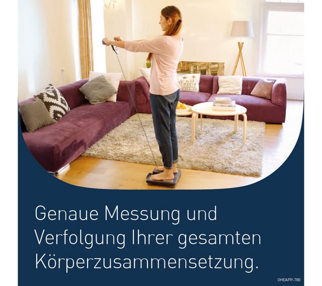 Omron Körper-Analyse-Waage BF511 Ganzkörpermessung mit klinischer Genauigkeit, 8 Sensoren, Körper- & Viszeralfett, Muskelmasse, BMI & RMR, bis 150 kg, 4 Nutzer