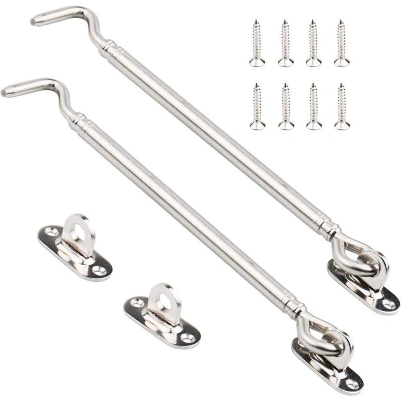 Edelstahl-kabinenhaken 205 Mm – Leises Drehgelenk Für Drehtür – Verriegelungsschutz Für Fenster Und Tore – 2er-pack