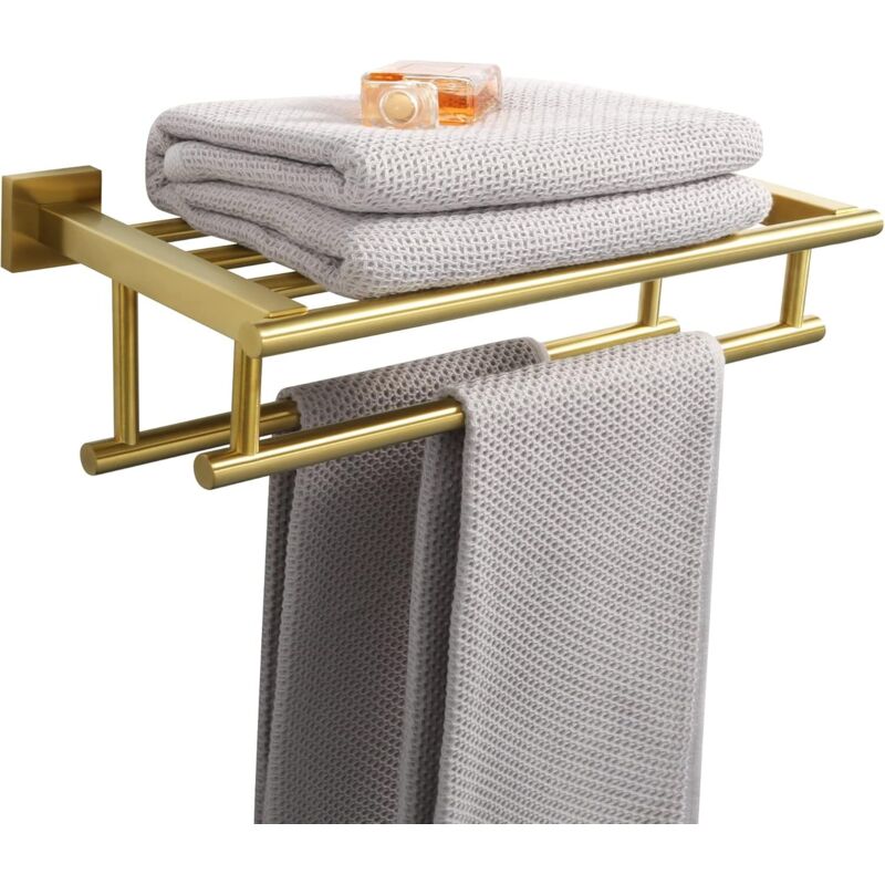 16-zoll-handtuchhalter Mit Doppeltem Handtuchbügel, Wandmontage, Gebürstetes Gold Aus Edelstahl Sus304
