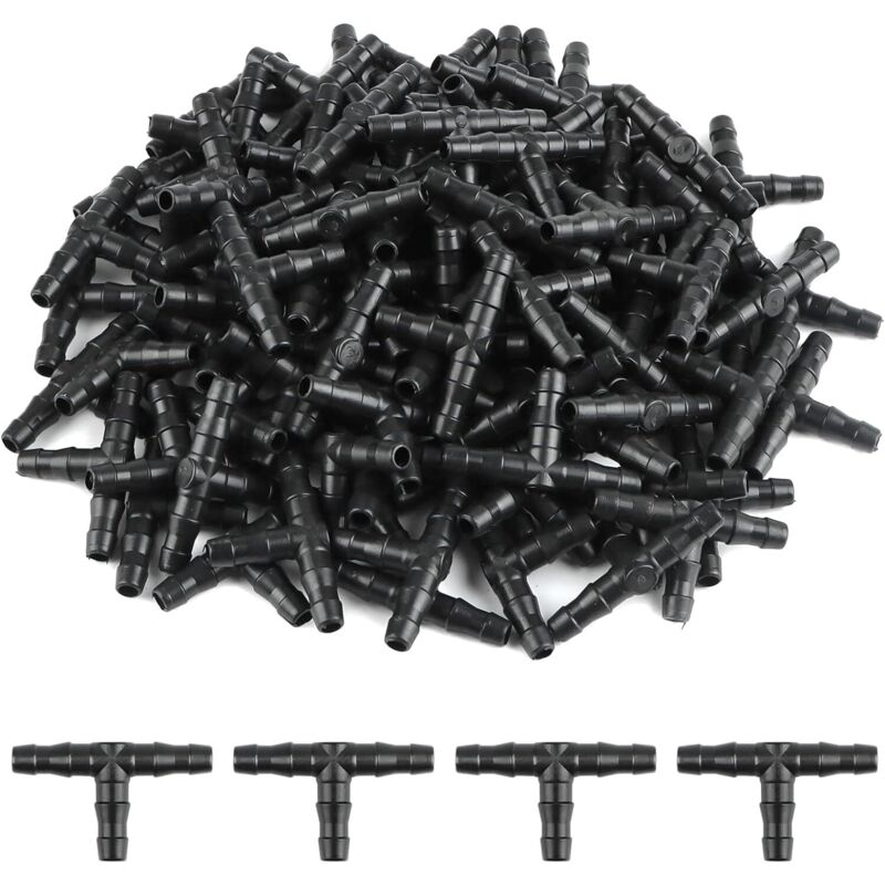 100 Stück T-stück-anschlüsse Für 4/7 Mm Schlauch - Pvc-t-verbinder Für Bewässerung, Tropfbewässerung, Mikrobewässerung Und Bewässerungssysteme - Automatisches Werkzeug Für Schläuche
