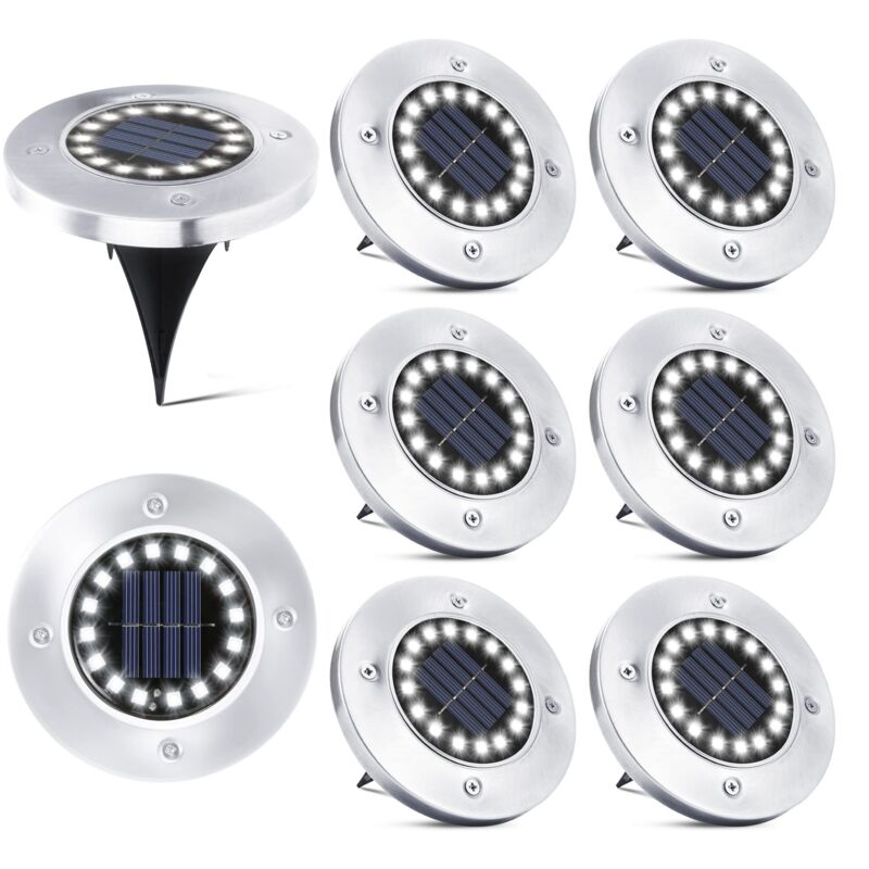 8er-set Wasserdichte Solarleuchten Mit 16 Leds – Bis Zu 10 Stunden Beleuchtung – Schutzklasse Ip65 Für Den Außenbereich – Einfache Installation Ohne Verkabelung – Rieur-8