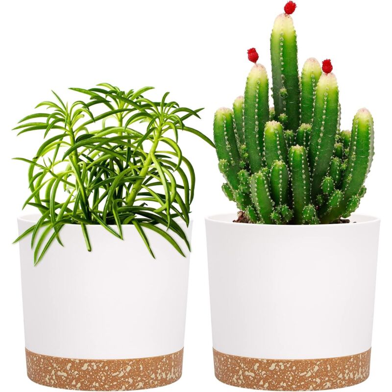 2er-set Blumentöpfe 12 Cm – Mit Drainagelöchern Und Abnehmbarem Untersetzer – Langlebiger, Recycelbarer Kunststoff – Für Zimmerpflanzen