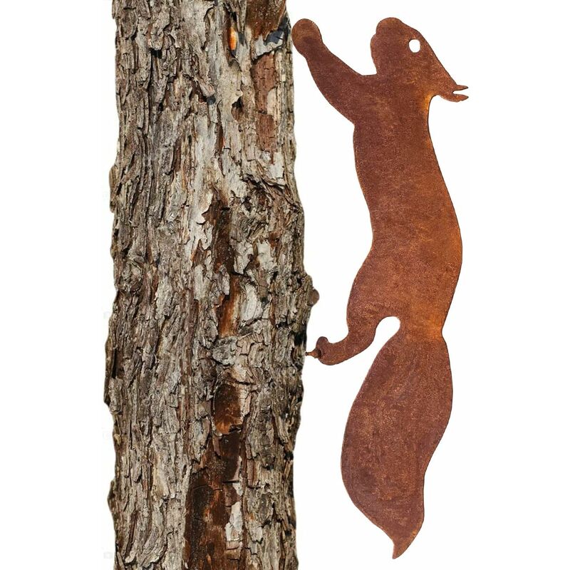 Dekorativer Eichhörnchen Aus Metall, 30 Cm – Natürliche Rostpatina – Ideal Zur Verschönerung Von Garten Oder Terrasse – Einfache Installation
