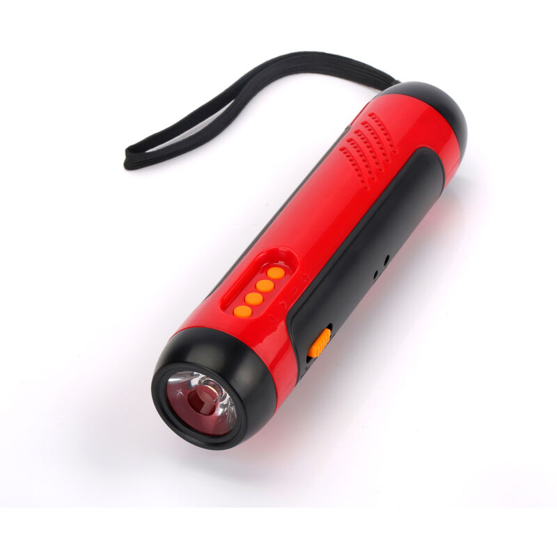 Tragbare Kurbel-taschenlampe Mit Fm-radio-alarm, 1800-mah-akku Und Led-generator, Ideal Für Zuhause, Camping Und Wandern.