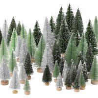 Satz Von 30 Künstlichen Mini-weihnachtsbäumen Mit Holzsockel Zur Weihnachtsdekoration, Für Partys, Zuhause Und Tischdekoration
