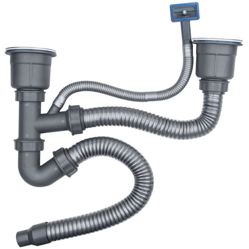 Flexibler Pvc-schlauch Für Spüle – Geruchsneutral – Schnelle Installation – Doppelter Abfluss 50 Mm – Langlebige Materialien Aus Pp Und Edelstahl