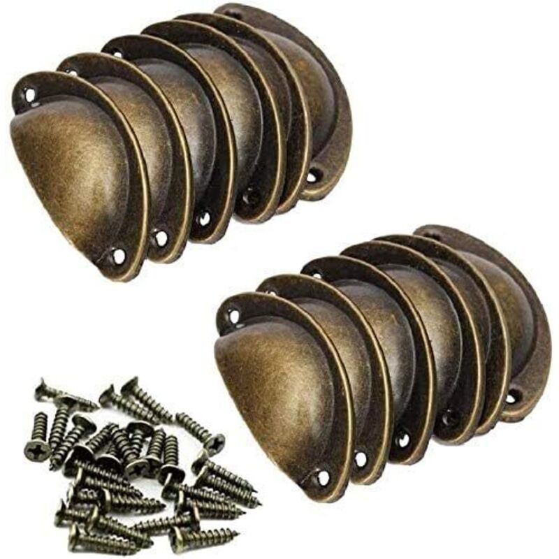 Retro-muschelgriff, Vintage-knopf Für Möbel, Griff Für Schubladen, Schränke, Kleiderschränke Und Kommoden, Mit 24 Schrauben - 12 Stück